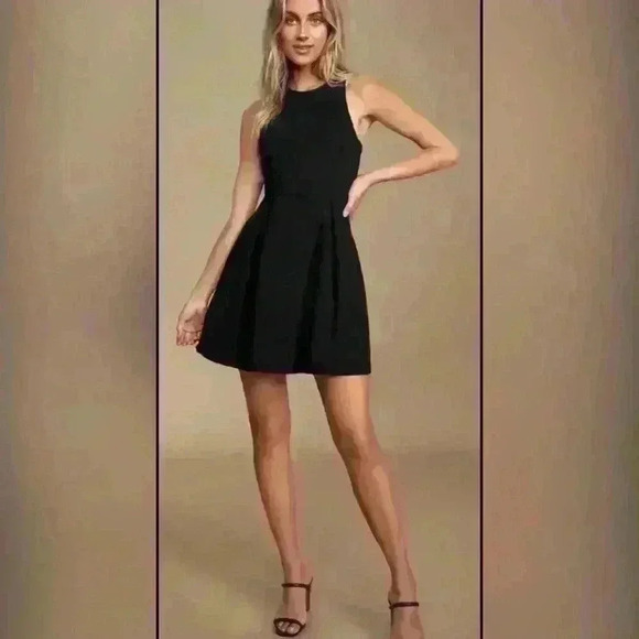 Lulus Cutout and About Black Skater Dress Size Small Black Stretch Open Back - Picture 1 of 7